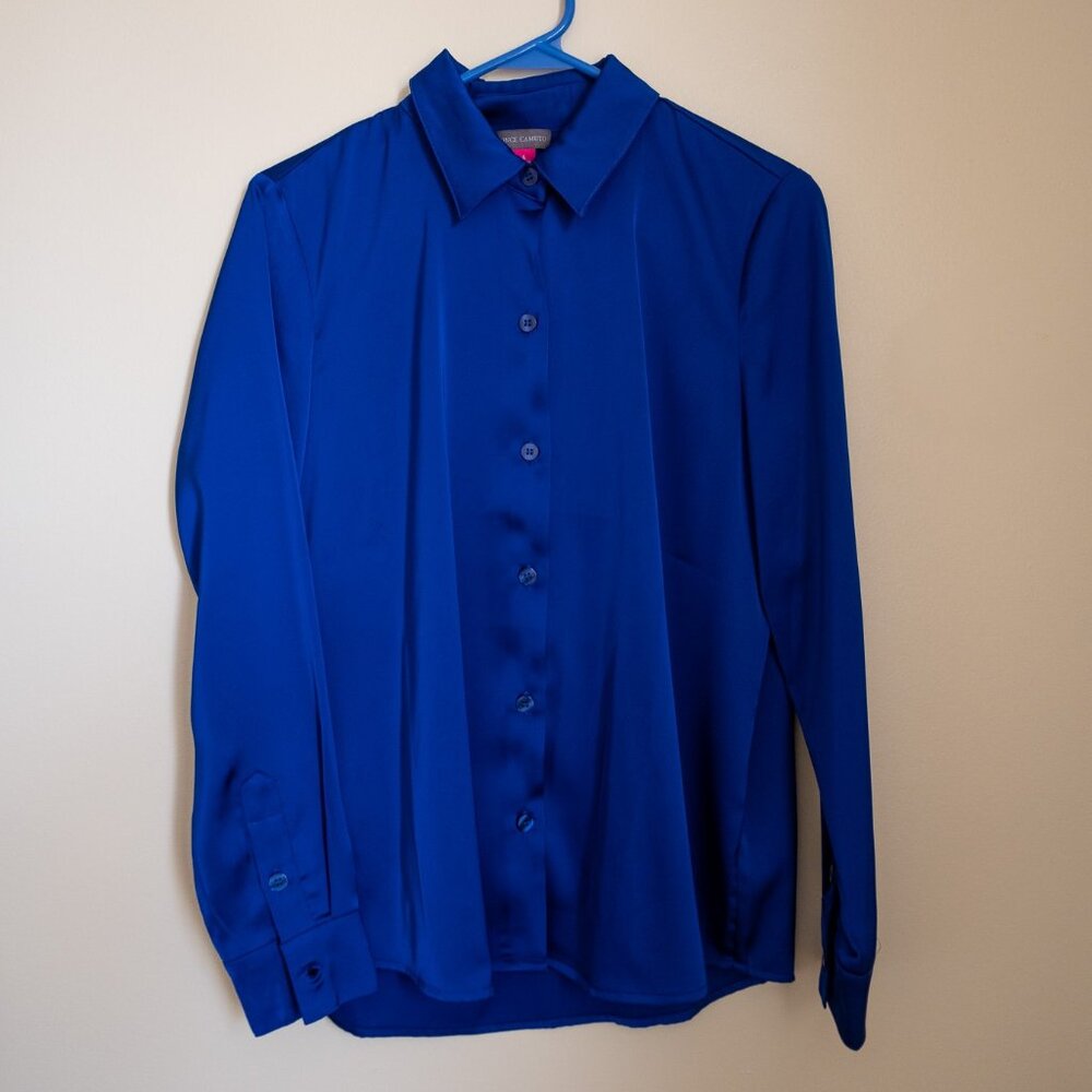 Vince Camuto Satin Long Sleeve Button-Down Shirt